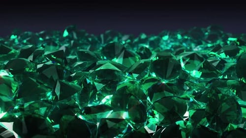 Pile of Green Sparkling Diamonds Close Up