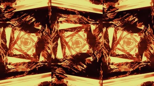 Abstract Fiery Geometric Tunnel Loop Background