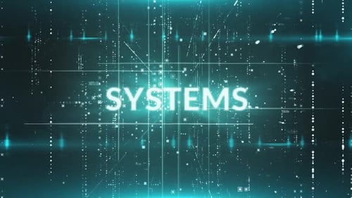 Futuristic Digital Grid with Glowing Text Animation