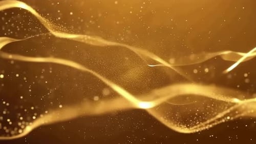 Elegante abstrakte Bewegte Grafiken mit Goldpartikelwellen