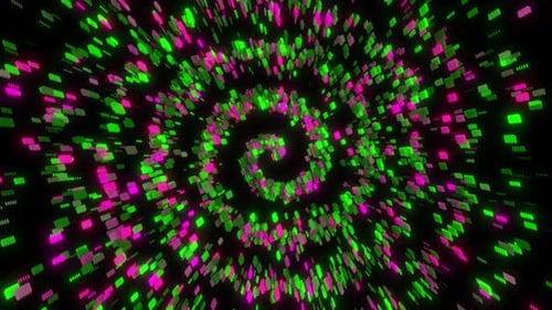Glowing Particle Spiral Animation On Black Background, Glitter Particle Spiral, Futuristic Hypnotizi