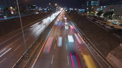 Night Highway Traffic Time Lapse