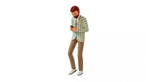Geometric 3D Character Walking and Using Smartphone