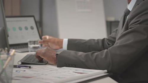 Professional Man Working at Computer in Office
