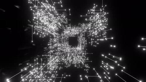 Nahtlose Schleife Zusammenfassung Globales Digitales Netzwerk Schwarzweiß-Netzwerkverbindungsstruktur Digital