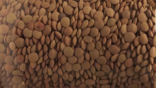 Close Up Shot Of Organic Lentils On Turntable Platform