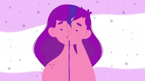 Animated Gender Fluid Transformation in Flat Design Style