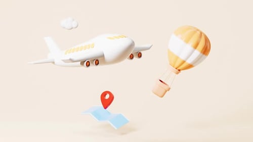 Airplane and hot balloon