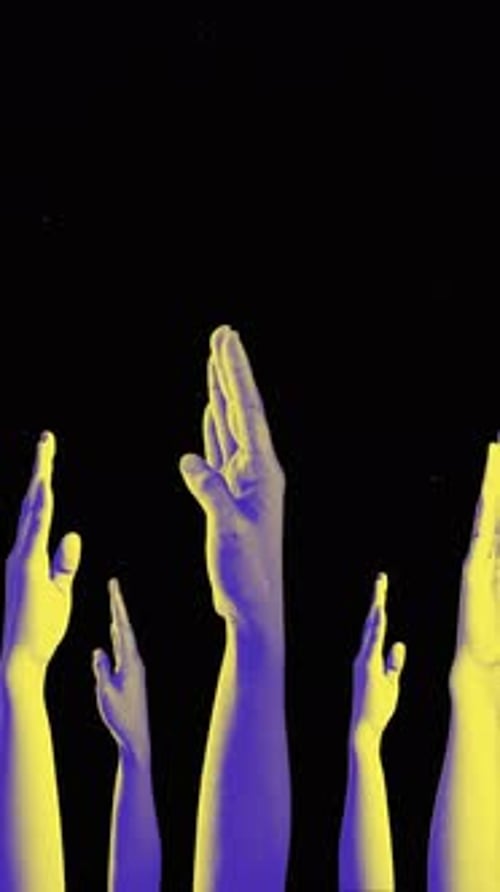 Spinning Colour Halftone Effect Fingers Stop Portrait Hands