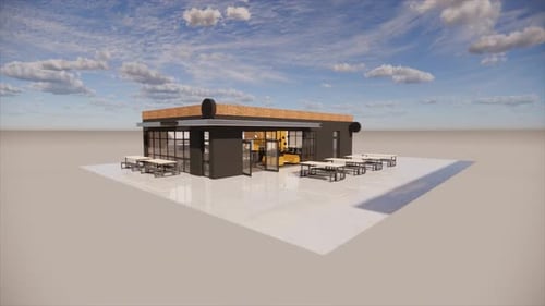 Modern Architecture Detail Render of Luxury Resort with Water Slide