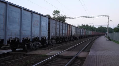Freight Train in Russia Carries Cargo