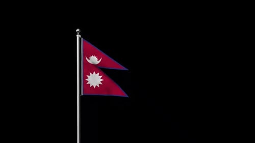 Nepal National Flag Waving Seamlessly on Alpha Channel