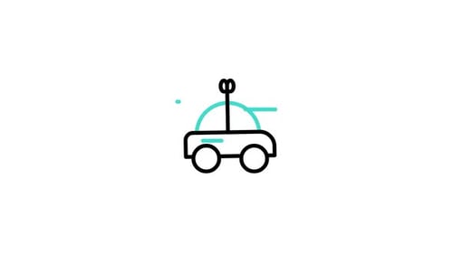 Minimalist Self-Driving Car Line Art Animation