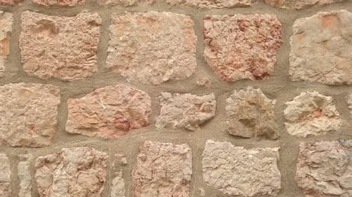 Camera Movement Capturing Details of a Stone Wall of a Medieval Fortress or Castle
