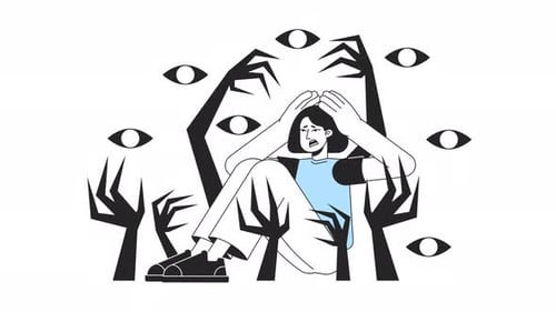 Animated Person Overwhelmed by Fear and Anxiety Illustration