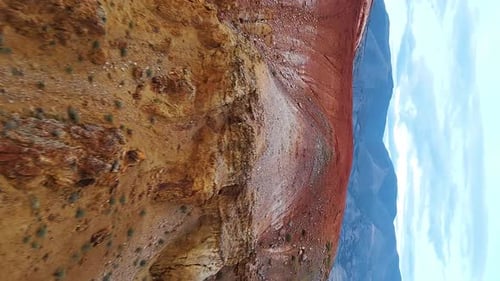 Aerial View of the Red Mountains Resembling a Martian Landscape