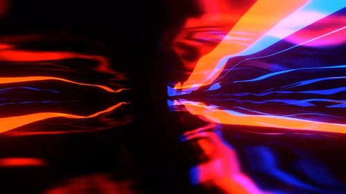Blauer und orangefarbener Fantasy-Bereich mit Neonwellen-Hintergrund VJ Loop in 4K