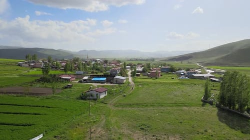 aerial village spring