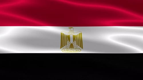 Seamlessly Looping Waving Egypt Flag with Realistic Fabric Texture