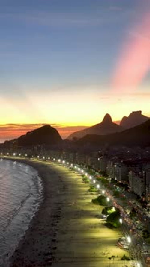 Sunset Sky At Copacabana Beach In Rio De Janeiro Brazil.