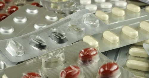 Close Up of Pills in Blister Packs