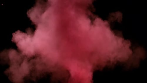 Collection Collider : poudre de couleur rouge avec effet d'explosion ascendante sur fond noir