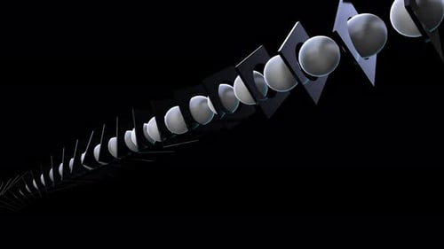 Dynamic Abstract Geometric Chain with Rotating Spheres Loop