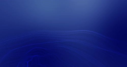 Blue particles flowing smoothly in digital wave motion