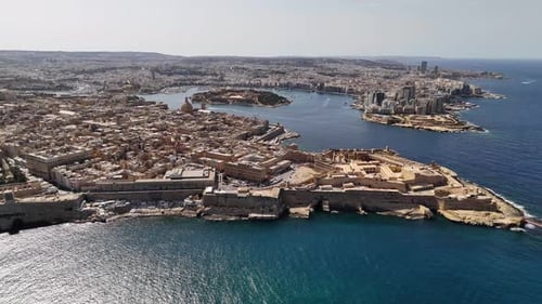 Aerial view of Valletta city, capital of Malta, Europe