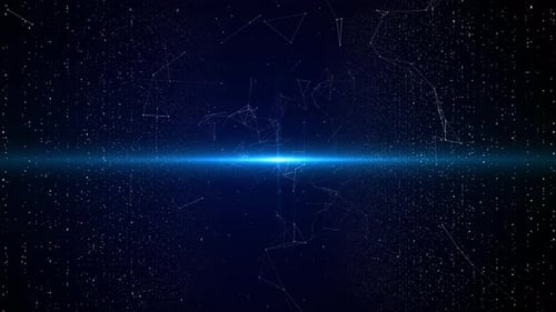 Futuristic Digital Tunnel with Glowing Blue Light and Plexus Connections