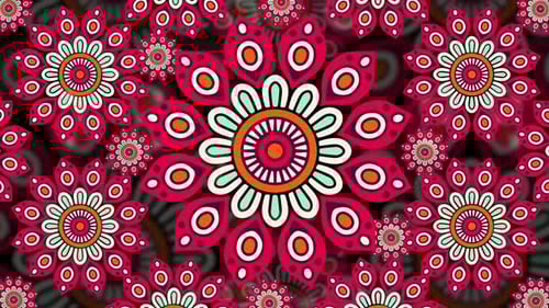Vibrant Animated Mandala Floral Pattern Background Loop
