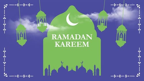 Animation animée de salutation de Ramadan Kareem. Magnifique design de mosquée islamique 4K V3