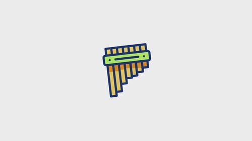 Animated Pan Flute Icon Playing Musical Notes