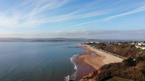 Aerial View Of Exmouth Beach Viewed From Orcombe Point On Clear Day. Pedestal Down