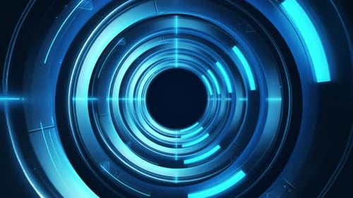 Futuristic Blue Tunnel With Rotating Patterns