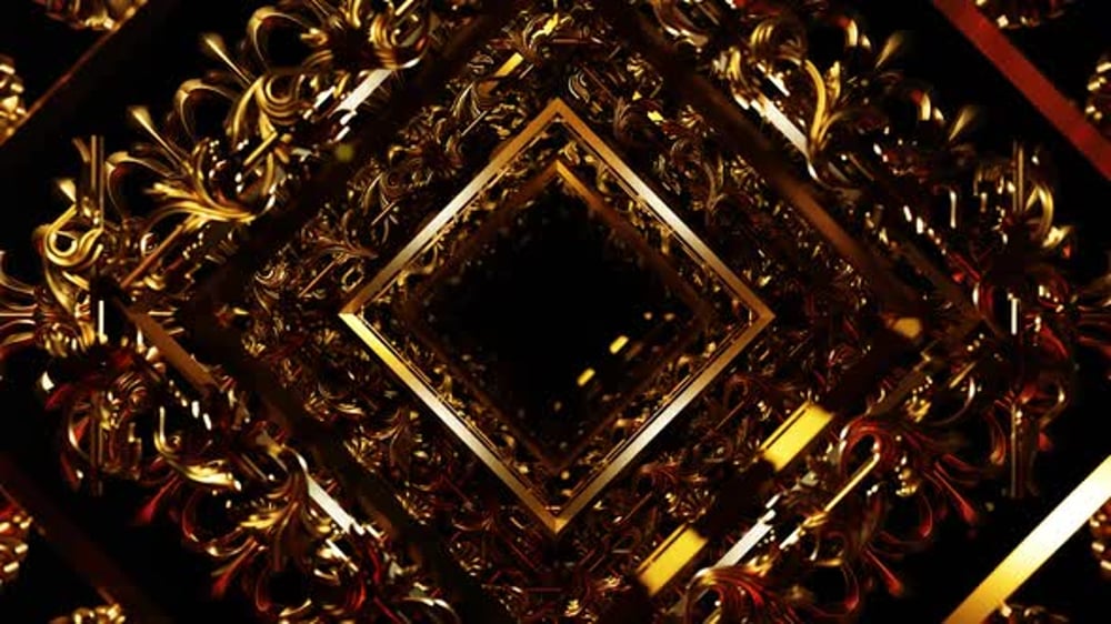Elegant Golden Ornate Moving Square Background, Backgrounds Motion ...