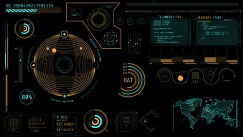 Tela animada de alta tecnologia com recursos de monitoramento e navegação