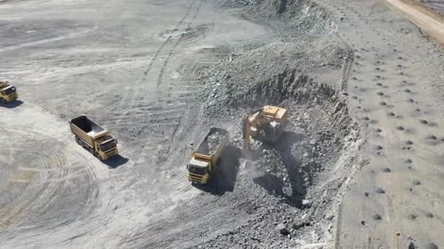 Aerial View Of Construction Equipment Working In Chrome Mine