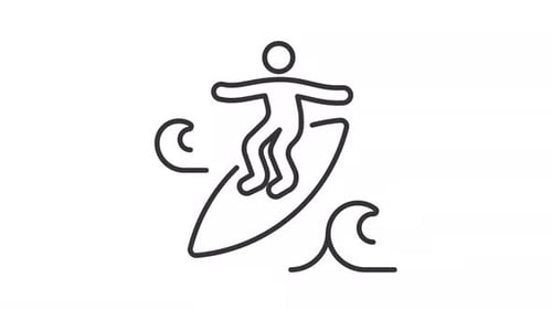 Minimalist Line Art Surfer Icon Animation Loop
