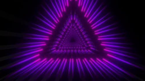 Enter a purple abstract tunnel with grid lines and glowing spheres