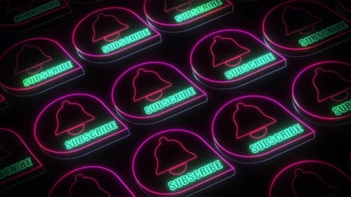 Abonnieren Sie den Hintergrund der Neonglockensymbole