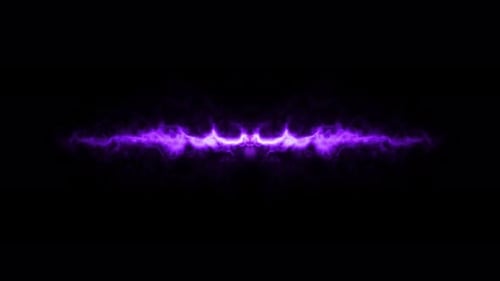 Moving fast energy path on black background. Powerful purple discharge