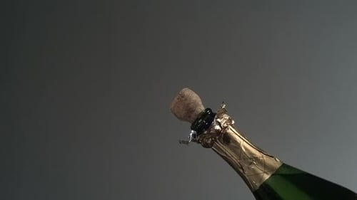 Champagne cork explodes in super slow motion shot with phantom camera