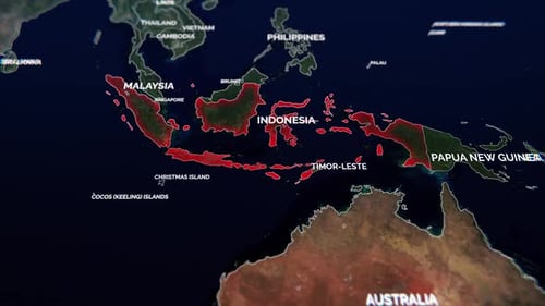 Animated 3D Map Revealing Southeast Asian Countries