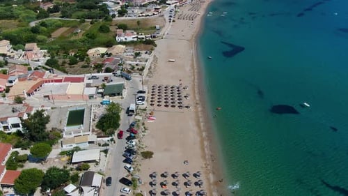 Aerial view of a picturesque beach resort