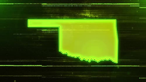 Oklahoma Digital Futuristic Glitch Map