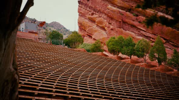 Rows of empty seating at Red Rocks Amphitheatre, Buildings Stock ...