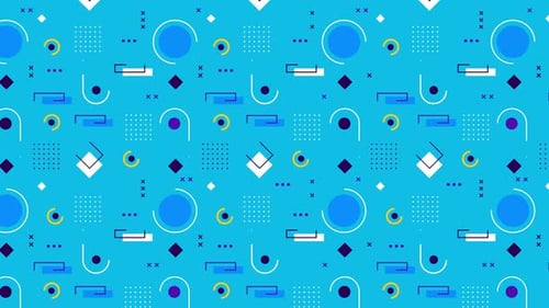 Memphis Style looping geometric background pattern