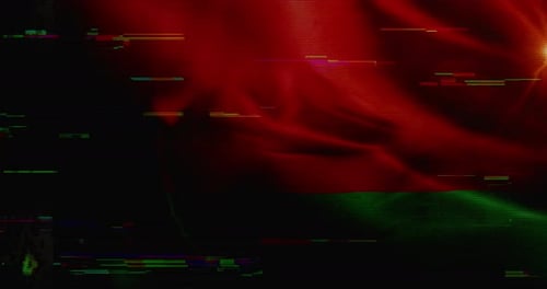Belarus flag waving glitch noise looped