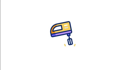 Animated Flat Design Hand Mixer Icon